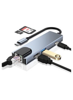 اشتري USB C Hub محول من النوع C متعدد المنافذ 6 في 1 مع منفذ إيثرنت منفذ بيانات 3.0 متوافق مع أجهزة MacBook Pro Chromebook XPS USB C في الامارات