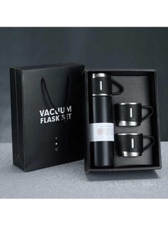 Buy Thermos Bottle Set Double-Layer Stainless Steel Vacuum Flask with 3 Steel Cups – 500ml in Egypt