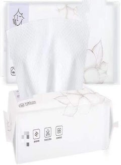 اشتري Disposable Face Towel 1 Pack  Super Soft Cotton Tissue Dry Wet Dual Use Newborn Cotton Facial Tissue for Baby Suit for Sensitive Skin Deeply Cleansing Make Up Wipes Face Wipes Facial Cleansing في السعودية