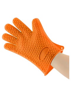 Buy Homepro Oven Gloves Heat Resistant Extra Long Oven Gloves Kitchen Gloves Non-Slip Mitts Pot Holders For Bbq Grilling Cooking Baking Silicone Oven Mitts (Orange) in UAE