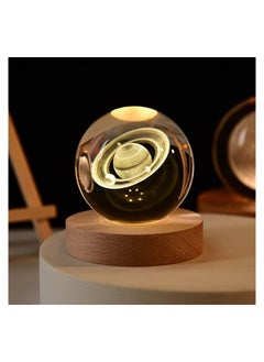 Buy 3DSolar System Crystal Ball Night Light for Kids Glass Ball Night Lamp with Wood Base Fantasy Decor Crsytal Ball Gifts LED Galaxy Planet NightLights Brithday Gifts for Boys Girls (Saturn) in UAE