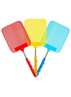 Buy SYOSI 3 Pack Extendable Fly Swatter Flexible Manual Swat Pest Control with Durable Stainless Steel Telescopic Handle, Adjustable Length in Saudi Arabia