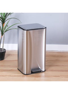 اشتري Falcon Stainless Steel Trash Bin Recycle Bin Pedal Bin Soft Close Stainless Steel Matte Finish 30L L32.5XW31.8X61.9Cm في الامارات