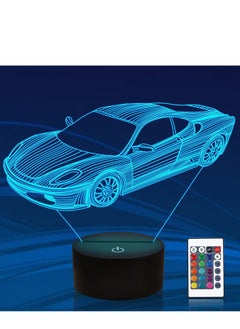 اشتري Super Racing Car 3D Ghost Light 16 Colors Visual LED Light for Kids USB Table-Touch LED Night Light for Kids في الامارات