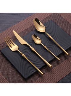 Buy 4pcs Matte gold cutlery set stainless steel cutlery set in Saudi Arabia