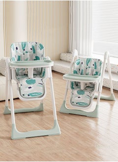 Buy Foldable infant high chair dining chair, backrest/footrest/seat height adjustable, double removable tray, removable polyurethane cushions in Saudi Arabia