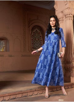 اشتري Chanderi Paisley Print Anarkali Maxi Kurta في السعودية