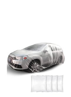 Buy Universal Plastic Car Cover Waterproof Dustproof Full Exterior Covers 12.5 x 21.7ft Disposable Full Car Cover with Elastic Band Clear Car Protector for Sedan Outdoor Snow Rain Weather 4 Pcs in UAE