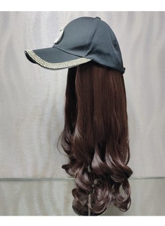 اشتري Summer Hat Wig One Piece Detachable Big Wave Rhinestone Baseball Hat في الامارات