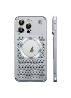 Buy Case Cover For iPhone 13 Pro Max Spring Buckle MagSafe Magnetic Metal Aromatherapy Phone Case Silver in UAE