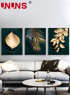 اشتري 3Pcs Abstract Wall Art Home Decor,Black Gold Leaf Canvas Prints For Living Room Bedroom,Large Modern Canvas Wall Art,40x60cm(Only Drawing Core) في الامارات