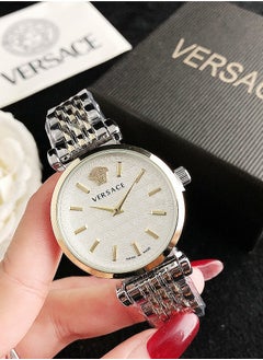 Buy Versace Classic Women's Quartz Watch with Silver Stainless Steel Band 35mm in UAE