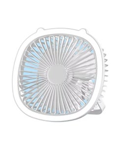 اشتري USB Rechargeable Mini Desktop Fan with LED Light for Home - White في مصر