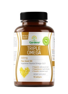 Buy Triple Omega | Highest Potency Pure Flaxseed Oil | Vegan Source of Omega 3-6-9 for Cardiovascular, Brain & Immune Support | Flaxseed Oil Softgel 90 in UAE