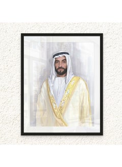 Buy Art Decor Framed Fine Art of Sheikh Zayed Bin Sultan Al Nahyan Portrait UAE Wall Art with Matt Board Print Wall Decor for Home Living Room Office Decoration and Gifting in UAE