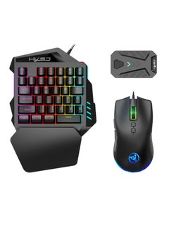 Buy Wired RGB Gaming Mouse 35 Keys Single-hand Gaming Keyboard Portable Android Keyboard Mouse Converter Combo in Saudi Arabia