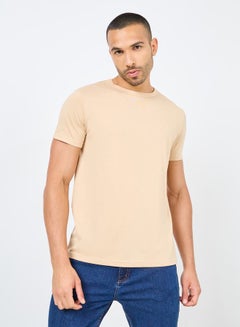 Buy Cotton Rich Binding Crew Neck Regular Fit T-shirt in Saudi Arabia
