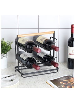 اشتري Atticus Bottle Holder Metal Rack Bottle Organizer For Home Kitchen Black 25.5 X 15.5 X 26 Cm في الامارات