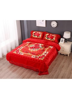 Buy Blanket Set of 4 Pieces 160 x 220CM Double Ply Premium Blanket With Bedcover Pillowcase in UAE