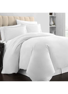 Buy Sulfar Pure Combed Cotton Duvet Cover King Size 260 x 220 cm, Bright White, 400 Thread Count Cool Breathable 100% Long Staple Cotton Sateen Weave Quilt Cover with 2 Pillowcases (Cotton Bedding Set) in UAE