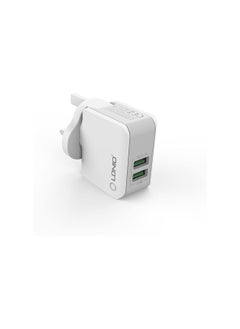 Buy LDNIO A2203 Micro Travel Fast Charger with 2 USB Ports and Micro Cable 12 Watt - White in Egypt