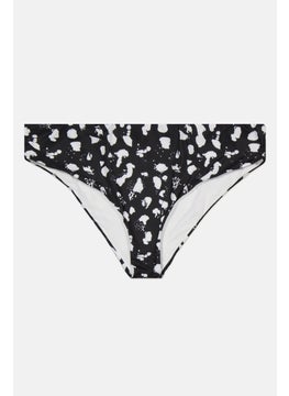 Buy Women Plus Size Allover Printed Bikini Bottom, Black Combo in UAE