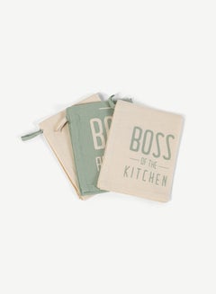 Buy Boss S/3 Kitchen Towel (2 Sage & 1 Ivory) in UAE
