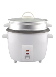 Buy Rice Cooker 1 Liter/10 Cup with Aluminum Vegetable Steam Tray - White in UAE