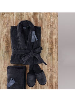 اشتري Rizaries Bathrobe - 100% Soft cotton - Black - 4 Pieces set في الامارات