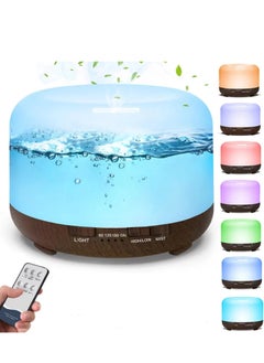 Buy Remote Control Air Humidifier, 2 Cool Mist Mode Essential Oil Diffusers, Ultrasonic Aroma Diffuser with 7 Colors LED Lights, Aromatherapy Diffuser for Bedroom Home Office (500ml Dark Brown) in Saudi Arabia