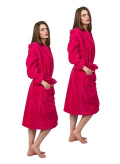 اشتري 2 Pieces Pinkish Red Color Spa Terry Bathrobe Small size في الامارات