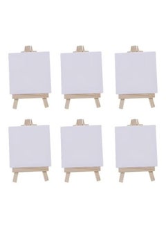 اشتري ORiTi Pack Of 6 Mini Canvas Board With Wooden Easel White/Beige في الامارات