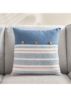 اشتري Sea Breeze Striped Filled Cushion With Button 45 x 45 cm في الامارات