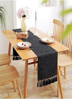 Buy Black Table Runners, Burlap Linen Style Rustic Farmhouse Table Runner, 33x183cm Boho Washable Table Runners for Dining Room Decorations, Dresser, Bedroom Decor and Holiday Party Centerpiece in Saudi Arabia