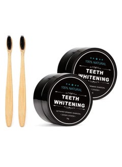 Buy 2 Pcs Activated Charcoal Teeth Whitening Powder With Organic Brush Black/Beige 30g in Saudi Arabia