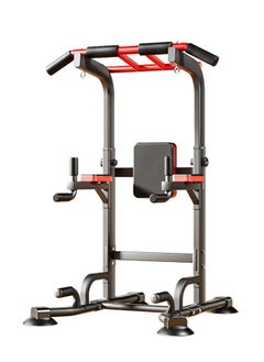 Buy Power Tower, Dip Station Pull Up Bar for Home Adjustable Height With Backrest Hand Pad Multifunctional Home Strength Training Fitness Exercise Equipment Black and Red in Saudi Arabia