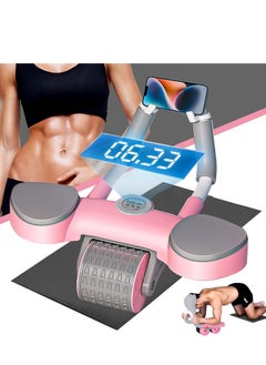 اشتري ABS Roller Wheel Core Exercise Equipment with Elbow Support and Timer for Men Women Pink في الامارات