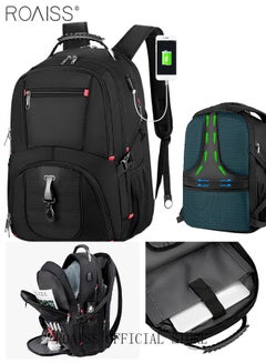 Buy Multifunction Waterproof Backpack with USB Port Waterproof 1680D Nylon School Bag for Men Work Travel Flight Business Commuter 15.6" Laptop Black in UAE