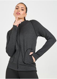 Buy Tonal Contrast Stitch Thumbhole Detail Hooded Jacket in Saudi Arabia