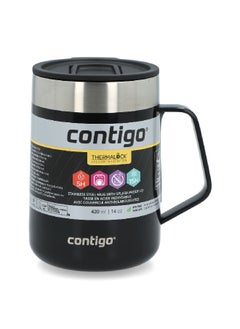 Buy Stainless Steel Insulated Thermal Mug with Splash-Proof Lid and Handle Black and Silver 420 ml 2184834 in Saudi Arabia