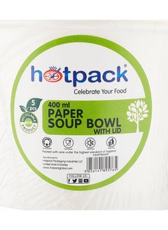 Buy Hotpack | Paper Soup Bowl 400Ml - 5 Pieces in UAE