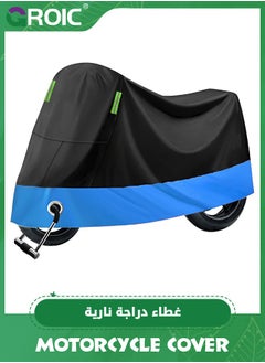 Buy 104'' Motorcycle Cover, XXX-Large Heavy Duty Motorcycle Cover Waterproof Outdoor Scooter Shelter Protection with Lock-Hole and Reflective Strips for Harley Davidson, Honda, Suzuki, Kawasaki, Yamaha in Saudi Arabia