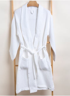 Buy Bathrobe 3 Pcs Set White 100% Cotton L/XL in Saudi Arabia