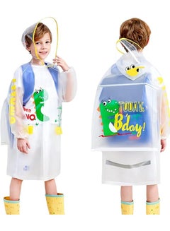 Buy Kids Hooded Rain Poncho Rainwear, Transparent Cartoon Rainwear with Schoolbag Seat, Waterproof Durable Student Rain Coat in Saudi Arabia