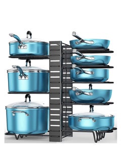 Buy Pots and Pans Organizer for Cabinet, 8 Tier Pot Rack with 3 DIY Methods, Adjustable Pan Organizer Rack for Cabinet, Pot Organizer for Kitchen Organization & Storage, Pot Lid Organizer in Saudi Arabia