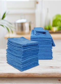 Buy Pack of 20 Microfiber Cleaning Cloth Blue in Saudi Arabia