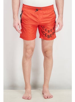 Buy Men Brand Logo Swimwear Board Shorts, Red in Saudi Arabia