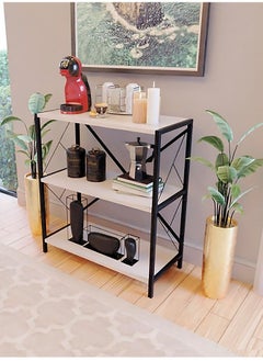 Buy Coffee corner table, consisting of 3 shelves that allow the coffee machine and coffee corner accessories to be placed, console table, modern and multi-use, for the living room, corridor and kitchen. in Saudi Arabia