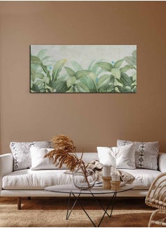 Buy Framed Canvas Wall Art Stretched Over Wooden Frame, Panorama Orientation Tropical Plants Painting, For Home, Living Room, Office Décor in Saudi Arabia