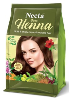 Buy 125gm - 100% Natural Pure Henna Powder with 9 herbs, For Soft & Shiny Hair, Natural Brown in UAE